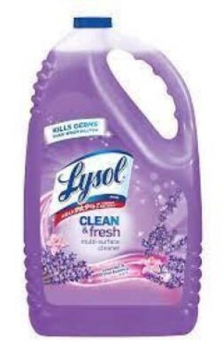 DESCRIPTION: (2) CLEAN AND FRESH MULTI-SURFACE CLEANER BRAND/MODEL: LYSOL INFORMATION: LAVENDER AND ORCHID RETAIL$: $11.25 EA SIZE: 1 GALLON QTY: 2