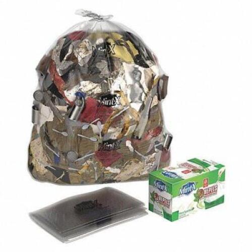 DESCRIPTION (1) CASE OF (100) RODENT REPELLENT TRASH BAGS BRAND/MODEL MINT-X #14X384 ADDITIONAL INFORMATION RETAILS FOR $53.03 SIZE 60 GALLON THIS LOT