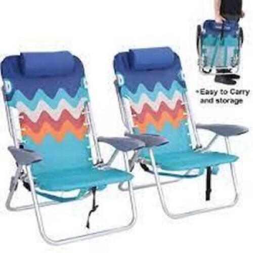 DESCRIPTION (2) PORTABLE FOLD LOUNGE CHAIRS BRAND/MODEL BEACH CHAIRS ADDITIONAL INFORMATION RETAILS FOR $116.00 THIS LOT IS SOLD BY THE PIECE QTY 2