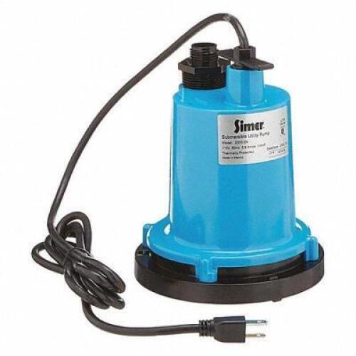 DESCRIPTION: (1) SUBMERSIBLE UTILITY PUMP BRAND/MODEL: SIMER #33L296 RETAIL$: $126.59 EA SIZE: 1/4 HP QTY: 1