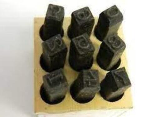 DESCRIPTION: (1) STEEL STAMP SET BRAND/MODEL: PENN TOOL CO #00200162 RETAIL$: $63.34 EA SIZE: 9 PIECE 1/4" QTY: 1