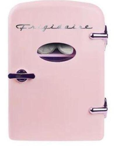 DESCRIPTION (1) RETRO MINI REFRIGERATOR BRAND/MODEL FRIGIDAIRE #005465808341 ADDITIONAL INFORMATION RETAILS FOR $79.99 SIZE 9.84 IN D X 10.23 IN H X 7