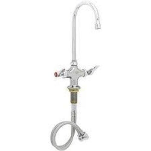 DESCRIPTION: (1) DECK MOUNTED SINGLE HOLE PANTRY FAUCET WITH FLEX INLETS BRAND/MODEL: T&S #B-0300 INFORMATION: CHROME RETAIL$: 157.85 SIZE: 13 5/8 QTY