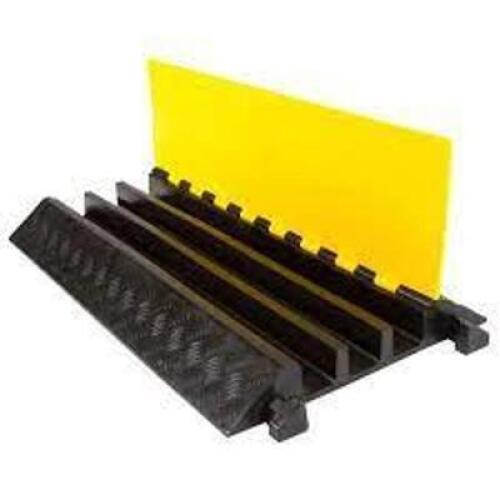DESCRIPTION: (1) INDUSTRIAL CABLE PROTECTOR BRAND/MODEL: DISCOUNT RAMPS # DH-CP-4 INFORMATION: BLACK AND YELLOW RETAIL$: $114.99 EA SIZE: 35X19X3 QTY:
