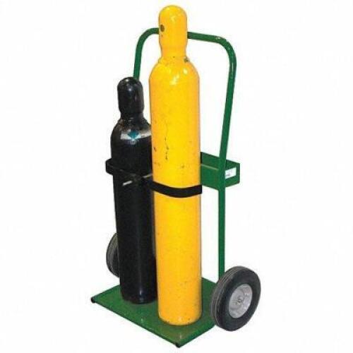DESCRIPTION (1) WELDING CYLINDER HAND TRUCK BRAND/MODEL SAFTCART #5WXD4 ADDITIONAL INFORMATION RETAILS FOR $232.39 SIZE 400 LB LOAD CAP 45X30X6 1/2 TH