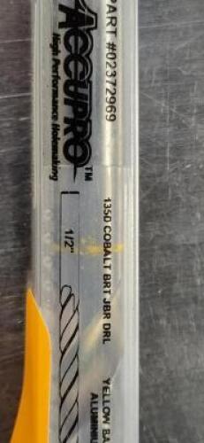 DESCRIPTION: (1) VANADIUM HSS JOBBER DRILL BRAND/MODEL: ACCUPRO 02372969 RETAIL$: $ 34.63 EA SIZE: 1/2" QTY: 1