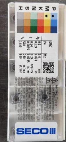 DESCRIPTION: (20) CCMT12.52-F1 CARBIDE TURNING INSERTS BRAND/MODEL: SECO CCMT060208-F1 TP3501 RETAIL$: $15.15 PER INSERT QTY: 20