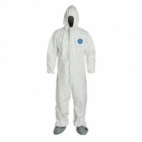 DESCRIPTION (1) CASE OF (25) HOODED DISPOSABLE COVERALLS BRAND/MODEL DUPONT #4AG52 ADDITIONAL INFORMATION RETAILS FOR $300.00 SIZE SIZE 3XL THIS LOT I