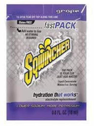 DESCRIPTION: (1) PACK OF (50) SPORTS DRINK MIX LIQUID CONCENTRATE BRAND/MODEL: SQWINCHER #1UFH9 INFORMATION: GRAPE RETAIL$: $24.73 EA QTY: 1