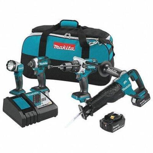DESCRIPTION: (1) SET OF MAKITA CORDLESS TOOLS WITH BAG BRAND/MODEL: MAKITA 53RH15 INFORMATION: HAMMER DRILL, IMPACT DRIVER, DRILL, LIGHT AND SAWZALL R