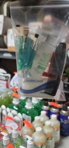 DESCRIPTION: (6) PACKS OF TOILETRIES INFORMATION: TRAVEL TOOTHBRUSH, SOAP, RAZOR, ECT QTY: 6