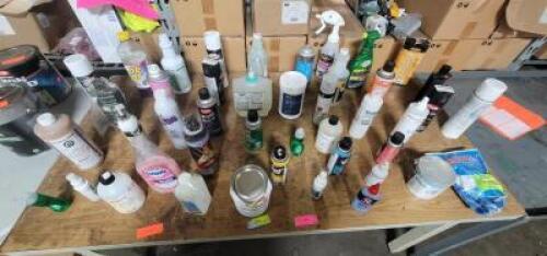 DESCRIPTION: (1) TABLE OF MISC CLEANING PRODUCTS QTY: 1