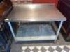 DESCRIPTION: 48" X 30" STAINLESS TABLE W/ 2" BACK SPLASH SIZE 48" X 30" LOCATION: BAR QTY: 1
