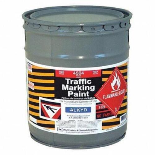 DESCRIPTION (1) SOLVENT BASED TRAFFIC ZONE MARKING PAINT BRAND/MODEL RAE #3EHH5 ADDITIONAL INFORMATION BRIGHT RED RETAILS FOR $320.71 SIZE 5 GALLONS T