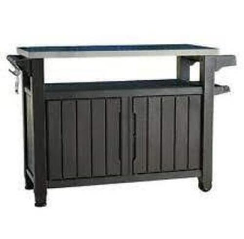 (1) OUTDOOR TABLE & STORAGE CABINET