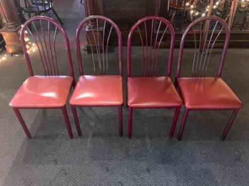 (16) MAROON METAL CHAIRS W/ VINYL SEAT CUSHIONS