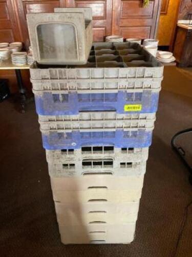 (8) PLASTIC GLASS RACKS.