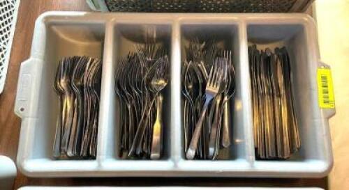 DESCRIPTION: (200) PIECES OF ASSORTED SILVERWARE WITH CADDY INFORMATION: (150) FORKS, (50) KNIVES QTY: 200