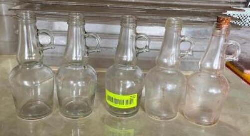 DESCRIPTION: (5) GLASS OIL BOTTLES QTY: 5