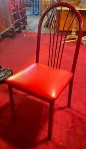 (16) METAL FRAMED DINING CHAIRS-RED