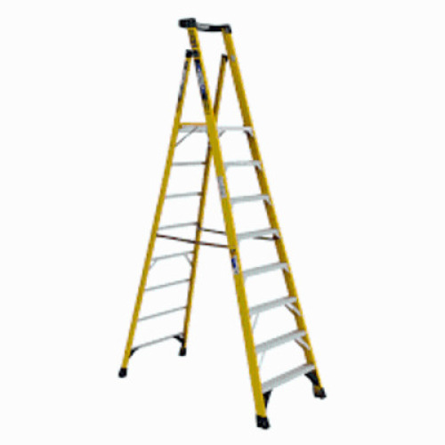 DESCRIPTION: (1) FIBERGLASS PODIUM STEPLADDER BRAND/MODEL: WERNER #36FX53 INFORMATION: YELLOW, MODEL# PD7308 RETAIL$: 753.64 EA SIZE: 8' QTY: 1