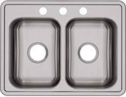 DESCRIPTION: (1) EQUAL DOUBLE BOWL DROP-IN SINK BRAND/MODEL: ELKAY #D225193 RETAIL$: 1010.29 EA QTY: 1