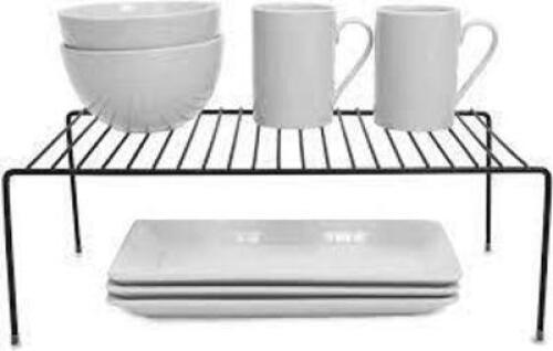 DESCRIPTION: (1) 4 PIECE SET OF SHELF ORGANIZER BRAND/MODEL: SMART DESIGN INFORMATION: WHITE RETAIL$: $27.90 EA SIZE: EXTENDS FORM 16-32.5 IN WHEN COM