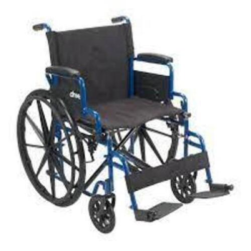 DESCRIPTION: (1) MEDICAL WHEELCHAIR BRAND/MODEL: DRIVE INFORMATION: BLUE STREAK AND BLACK RETAIL$: $180.00 EA QTY: 1