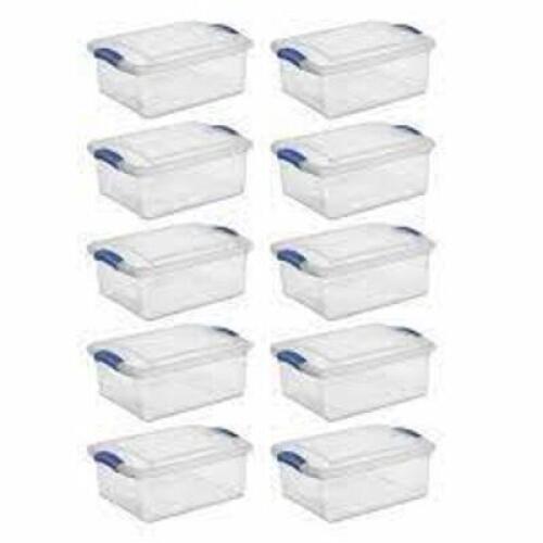 DESCRIPTION: (10) LATCH STORAGE BOX BRAND/MODEL: STERILITE #1924 INFORMATION: CLEAR RETAIL$: $12.78 EA SIZE: 15 QT QTY: 10