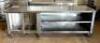 9' STAINLESS STEEL KITCHEN LINE WITH ELECTRIC HEATED SIDE ON CASTERS