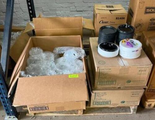 ASSORTED PAPER PRODUCTS AND FOOD CONTAINERS AS SHOWN