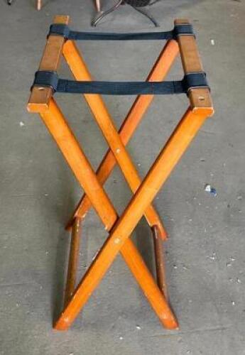 (4) WOODEN TRAY STANDS