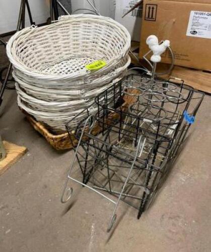 ASSORTED WOVEN AND WIRE BASKETS AS SHOWN