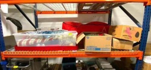 SHELF FULL OF CHRISTMAS DECORATIONS