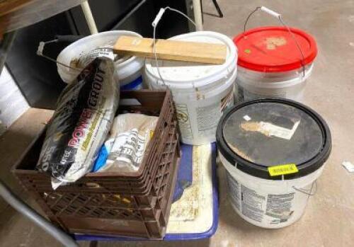ASSORTED PAINT AND OUTDOOR MATERIALS AS SHOWN