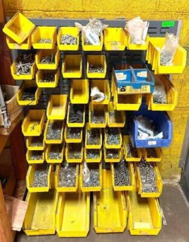 36" X 48" WALL MOUNTED HARDWARE ORGANIZER (CONTENTS INCLUDED, ASSORTED HARDWARE)