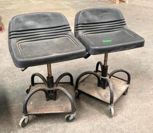 (2) ADJUSTABLE HEIGHT MECHANIC STOOLS