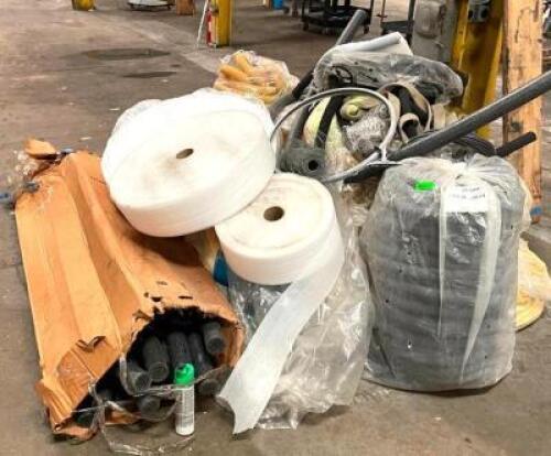 LARGE ASSORTMENT OF URETHANE FOAM TUBING AND HARDWARE AS SHOWN
