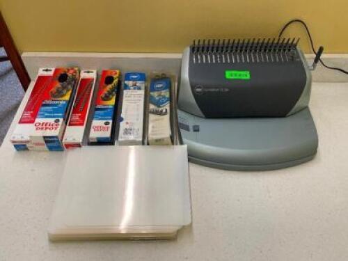 SWINGLINE GBC COMBBIND C110E ELECTRIC PUNCH COMB BINDING MACHINE WITH LARGE ASSORTMENT OF SUPPLIES