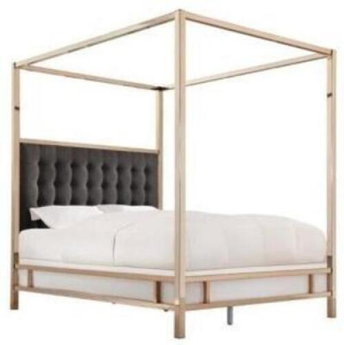 DESCRIPTION: (1) METAL EASTERN HEADBOARD AND FOOTBOARD WITH CANOPY & MATTRESSS FRAMEBRAND/MODEL: MANHATTAN #E740BK-3(3A)RETAIL$: $1155.99&nbsp;SIZE: KINGQTY: 1