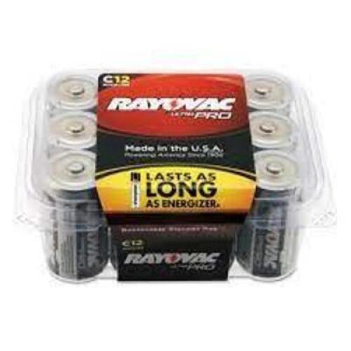 DESCRIPTION: (2) BOXES OF (12) BATTERIES BRAND/MODEL: RAYOVAC ULTRA PRO INFORMATION: C RETAIL$: $16.18 EA SIZE: 12 QTY: 2