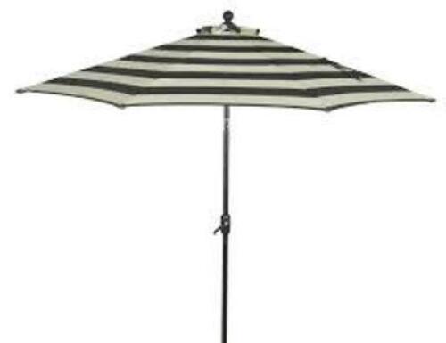 DESCRIPTION: (1) PREMIUM OUTDOOR UMBRELLA BRAND/MODEL: BETTER HOMES AND GARDENS INFORMATION: IBIZA STRIPE - BLACK AND WHITE RETAIL$: $59.67 EA SIZE: 9