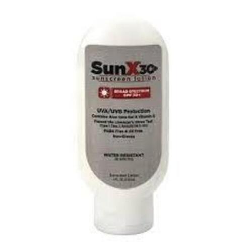 DESCRIPTION: (4) BOXES OF (12) BOTTLES OF SUNSCREEN LOTION BRAND/MODEL: SUNX30+ #1PBT3 RETAIL$: $120.00 PER EACH BOX OF 12 SIZE: 4 OZ QTY: 4
