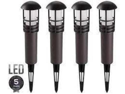 DESCRIPTION: (1) PACK OF (4) LED LOW VOLTAGE LANDSCAPE LIGHTS BRAND/MODEL: LEONLITE INFORMATION: 5000K DAYLIGHT RETAIL$: 43.59 PER PACK OF 4 QTY: 1