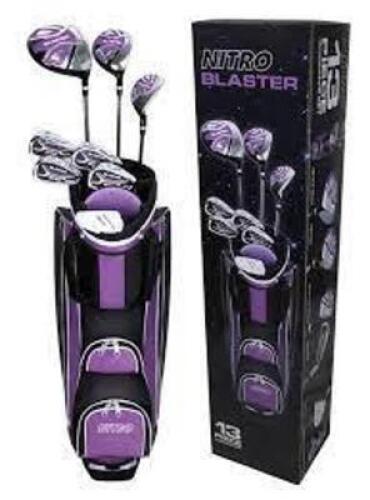 DESCRIPTION: (1) SET OF WOMANS GOLF CLUBSBRAND/MODEL: NITRO BLASTERINFORMATION: PURPLERETAIL$: $197.00&nbsp;SIZE: 13 PIECEQTY: 1