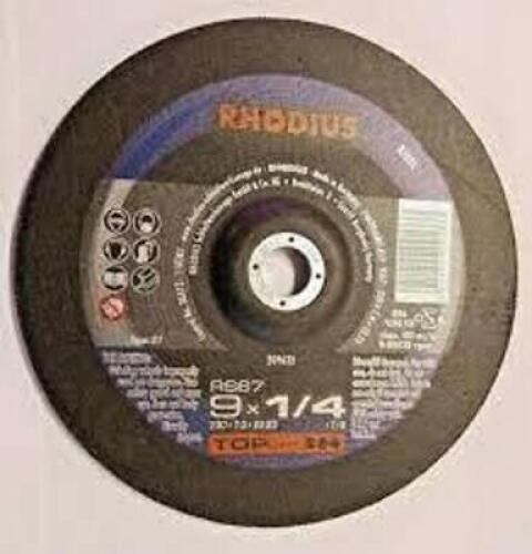 DESCRIPTION: (10) GRINDING WHEEL BRAND/MODEL: RHODIUS/209707 INFORMATION: FOR USE WITH: CAST IRON/TYPE: 27 RETAIL$: 17.00 EACH SIZE: 9" X 1/4" QTY: 10