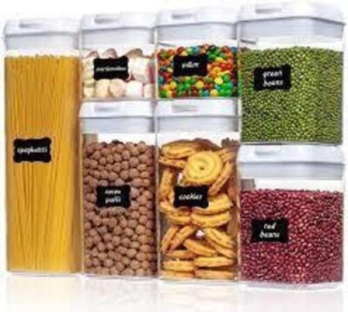 DESCRIPTION: (1) SET OF AIR TIGHT STORAGE CONTAINERS BRAND/MODEL: VTOPMART INFORMATION: CLEAR WITH WHITE LIDS RETAIL$: $51.59 EA SIZE: MULTI SIZES, 7