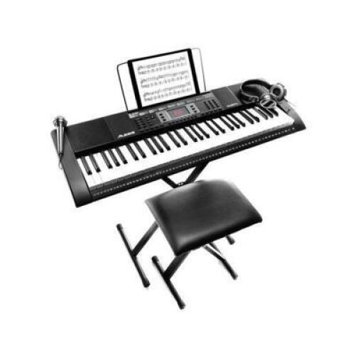 DESCRIPTION: (1) 61 KEY PORTABLE KEYBOARD WITH BUILT IN SPEAKERS BRAND/MODEL: ALESIS TALENT 61 RETAIL$: 130.98 SIZE: 61 KEY QTY: 1