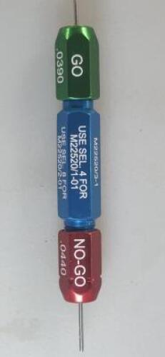 DESCRIPTION: (10) GO/NOGO GAUGES BRAND/MODEL: DANIELS M22520 RETAIL$: $103.21 EACH SIZE: .0390 GO .0440 NO-GO QTY: 10