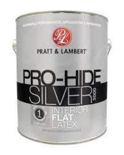 DESCRIPTION: (1) INTERIOR CEILING LATEX PAINT BRAND/MODEL: PRATT AND LAMBERT PRO-HIDE SILVER INFORMATION: WHITE RETAIL$: $169.15 EA SIZE: 1 GALLON QTY